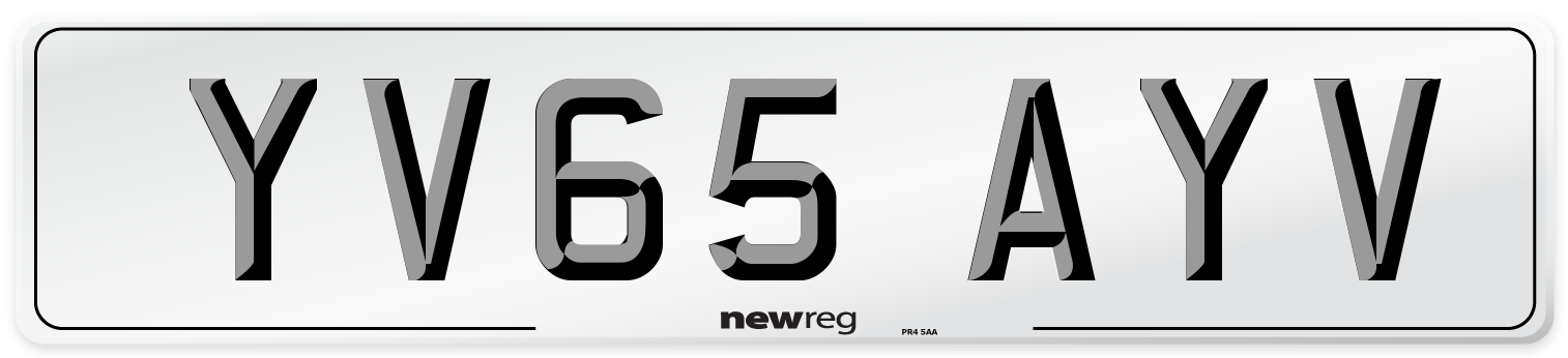 YV65 AYV Number Plate from New Reg